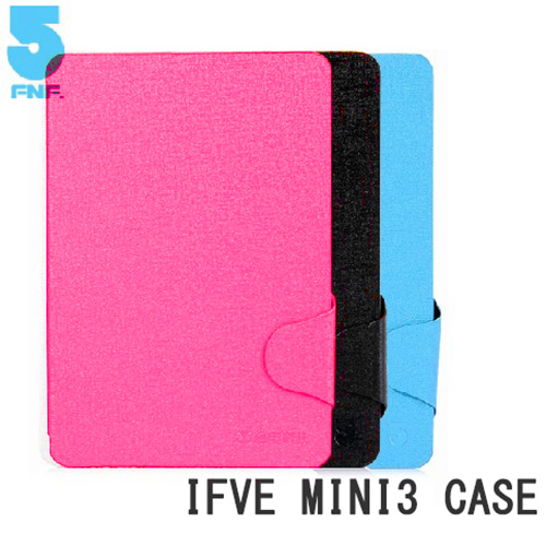 FNF ifive mini3/mini3 retina専用スタンド式可能レザーケース ピンク