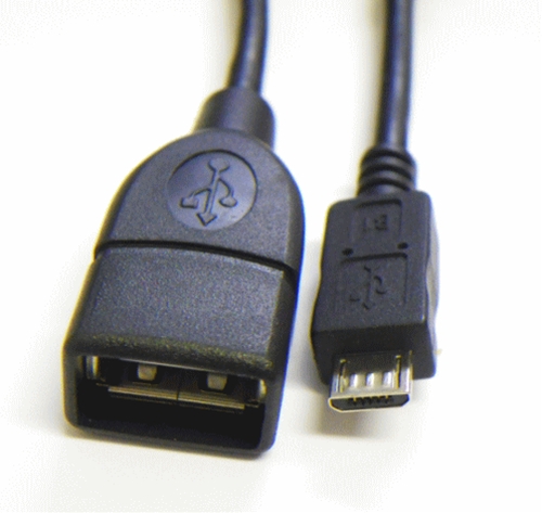 USB変換ショートケーブル/USBメス→MicroUSBオス