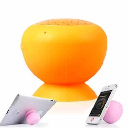 万能Bluetoothスピーカー、吸盤でどこでもくっつく、ハンズフリー通話も可能!　オレンジ