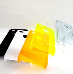 iPhone4ケースカバークリアタイプ オレンジ 背面丸穴